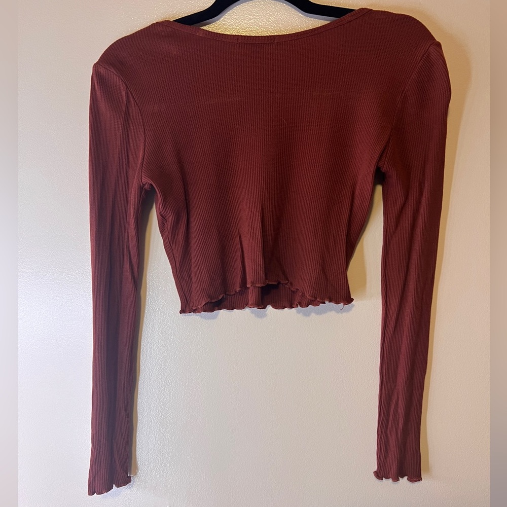 Burnt orange long sleeve crop